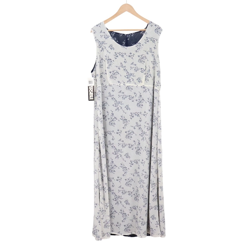 Just Class Maxi Dress Womens XL Reversible Floral Navy White Sleeveless NEW